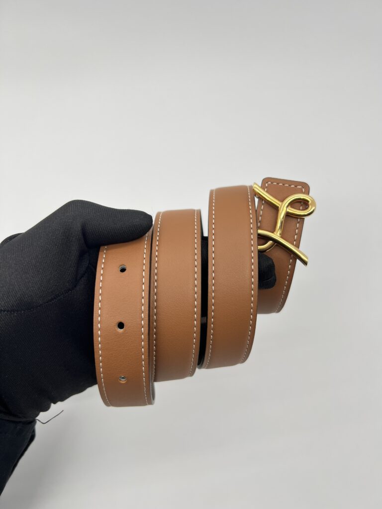 Hermes H Cursive Belt Veau Epsom Gold/Etoupe