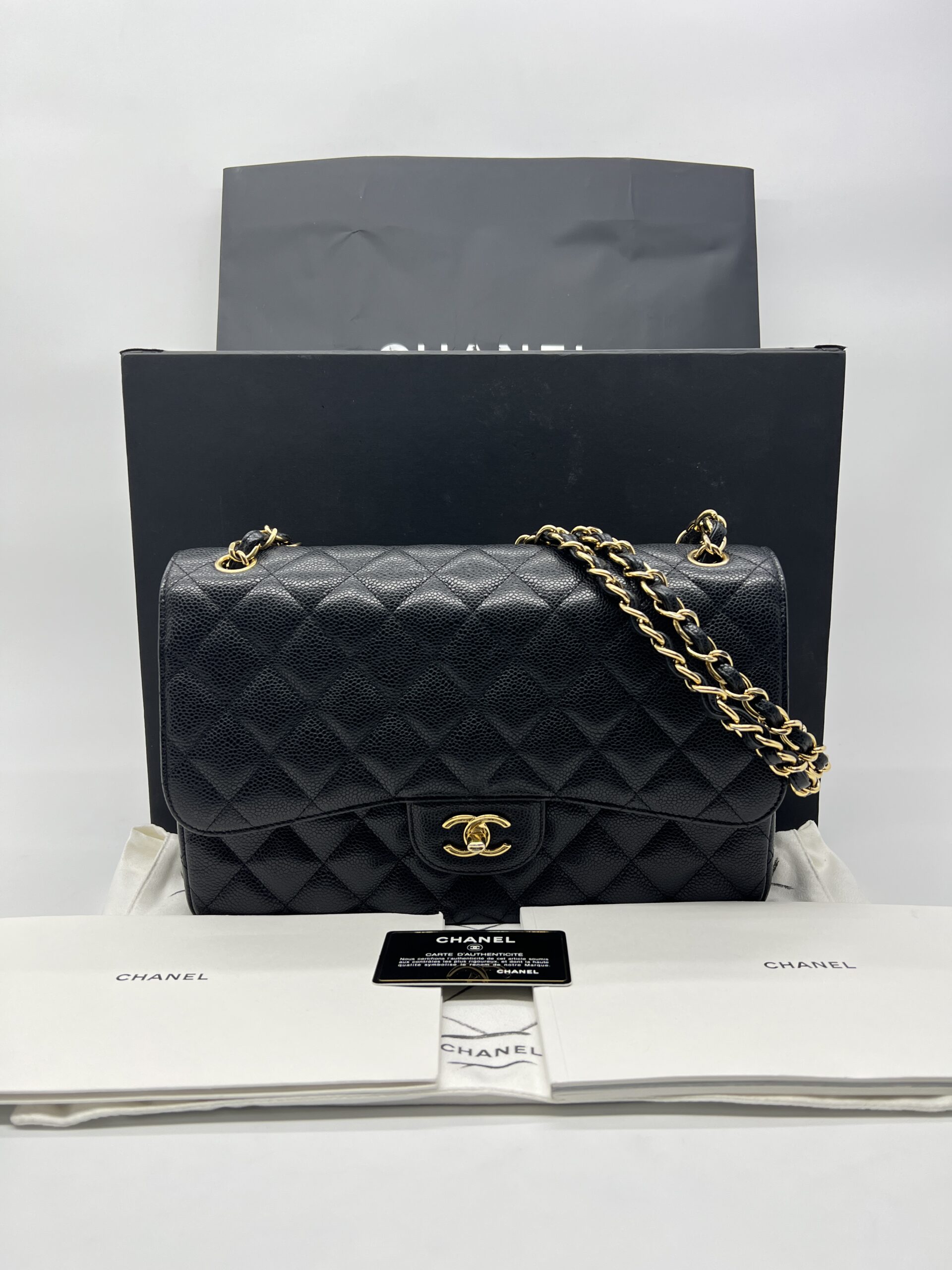 Chanel Classic Jumbo D Flap Caviar Black GHW