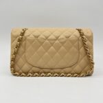 Chanel Medium Classic D Flap Caviar Beige GHW
