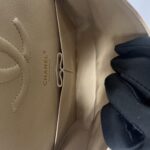 Chanel Medium Classic D Flap Caviar Beige GHW