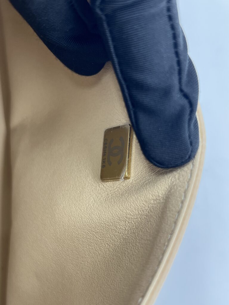 Chanel Medium Classic D Flap Caviar Beige GHW