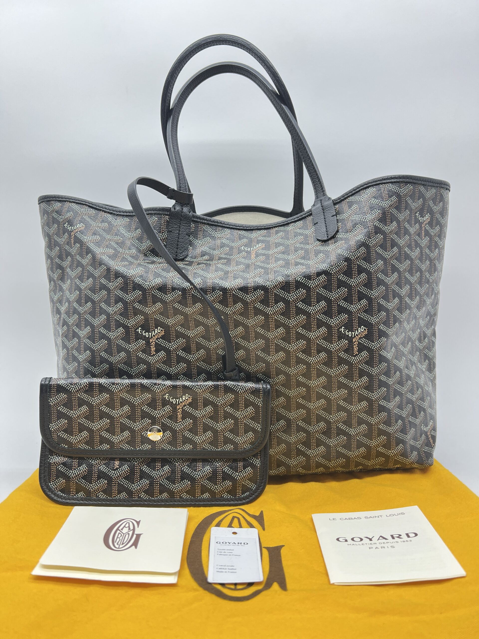 Goyard ST Louis PM Goyardine Noir SHW