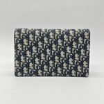 Dior Saddle Wallet On Chain Canvas Blue Oblique GHW