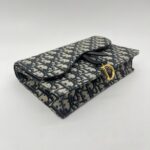 Dior Saddle Wallet On Chain Canvas Blue Oblique GHW