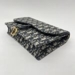 Dior Saddle Wallet On Chain Canvas Blue Oblique GHW