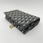 Dior Saddle Wallet On Chain Canvas Blue Oblique GHW