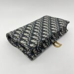 Dior Saddle Wallet On Chain Canvas Blue Oblique GHW