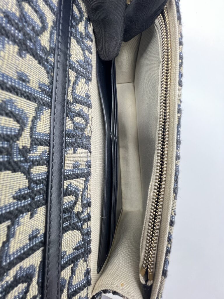 Dior Saddle Wallet On Chain Canvas Blue Oblique GHW