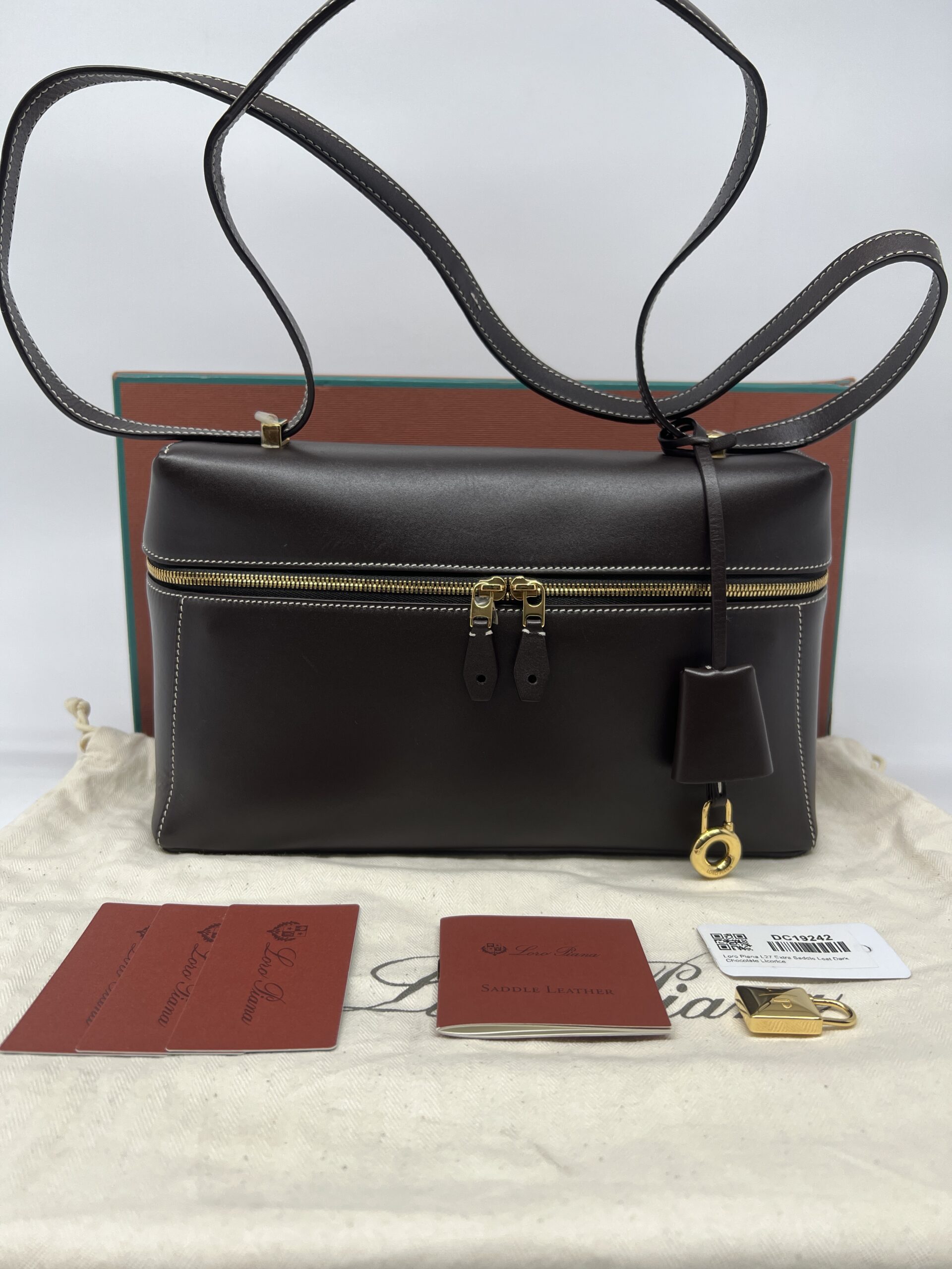 Loro Piana Extra Bag L27 Saddle Leather Dark Chocolate Licorice GHW