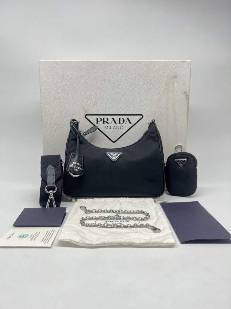 Prada Re-Edition 2005 Saffiano Bianco Nero SHW