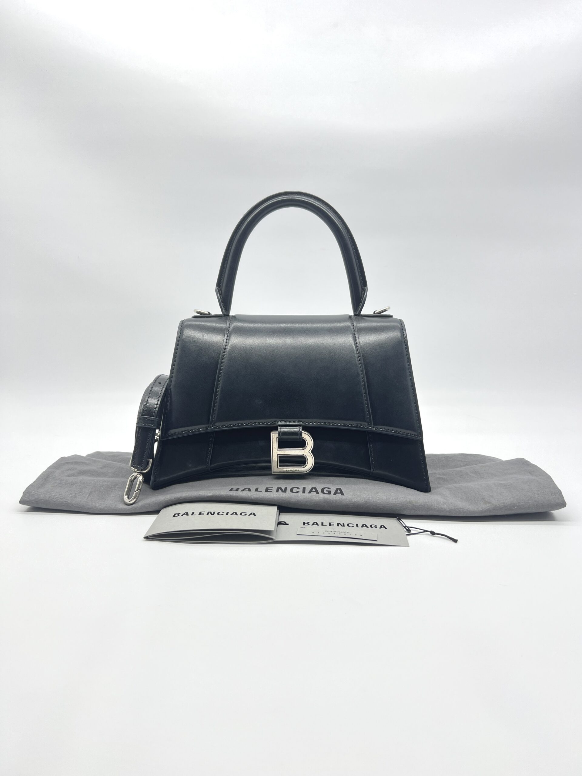 Balenciaga Hourglass Small Smooth Black SHW