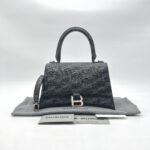 Balenciaga Hourglass Small BB All Over Logo Black Grey SHW