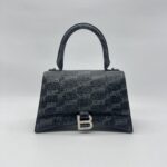 Balenciaga Hourglass Small BB All Over Logo Black Grey SHW