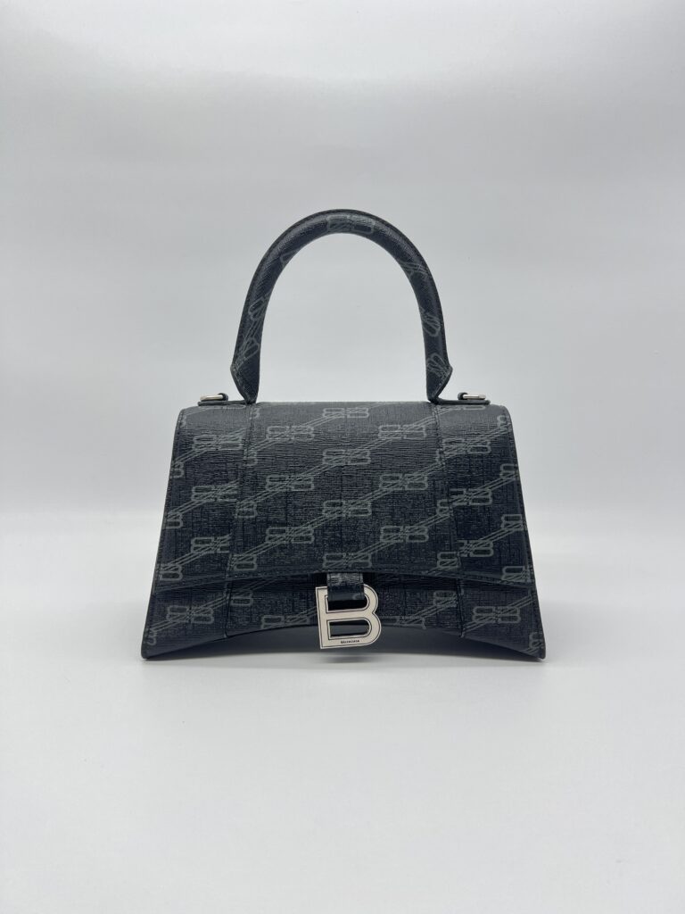 Balenciaga Hourglass Small BB All Over Logo Black Grey SHW