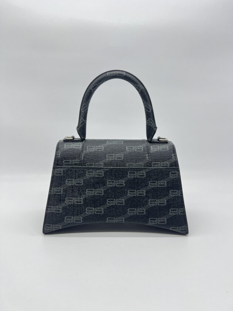 Balenciaga Hourglass Small BB All Over Logo Black Grey SHW