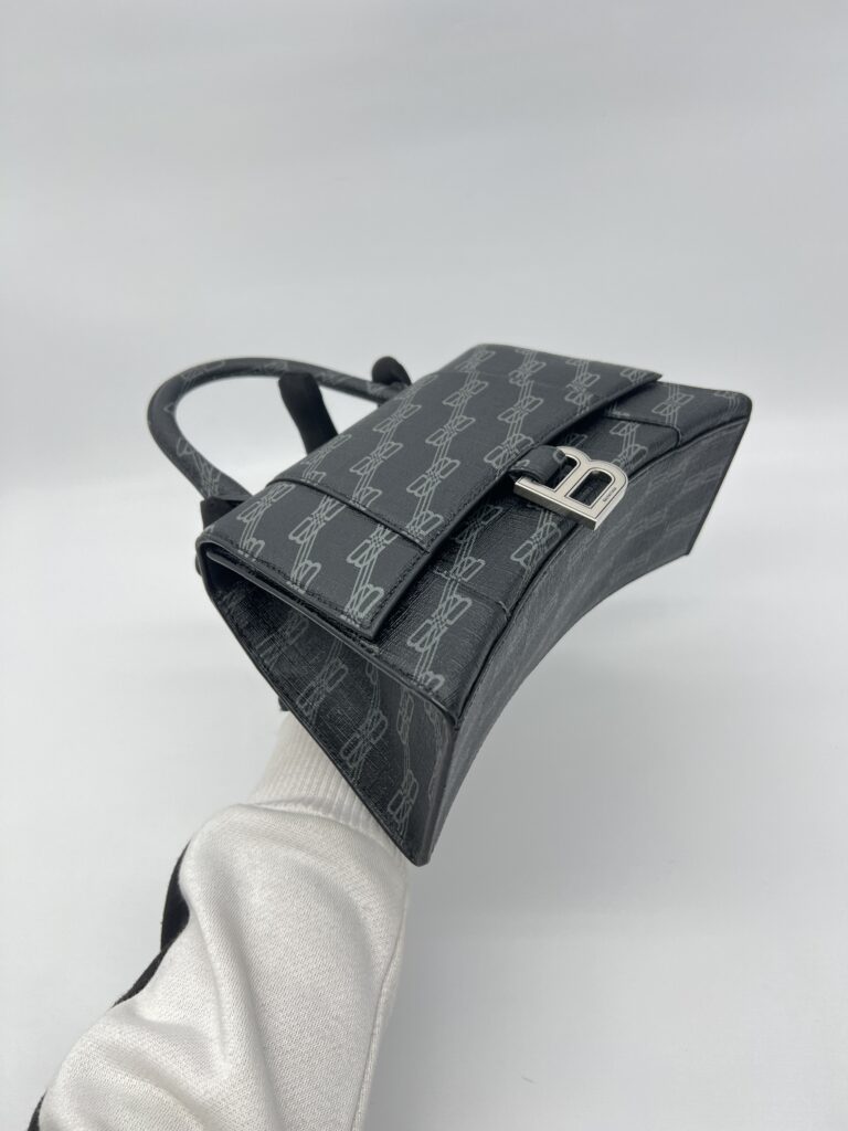 Balenciaga Hourglass Small BB All Over Logo Black Grey SHW