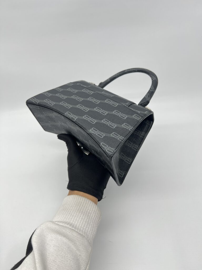 Balenciaga Hourglass Small BB All Over Logo Black Grey SHW