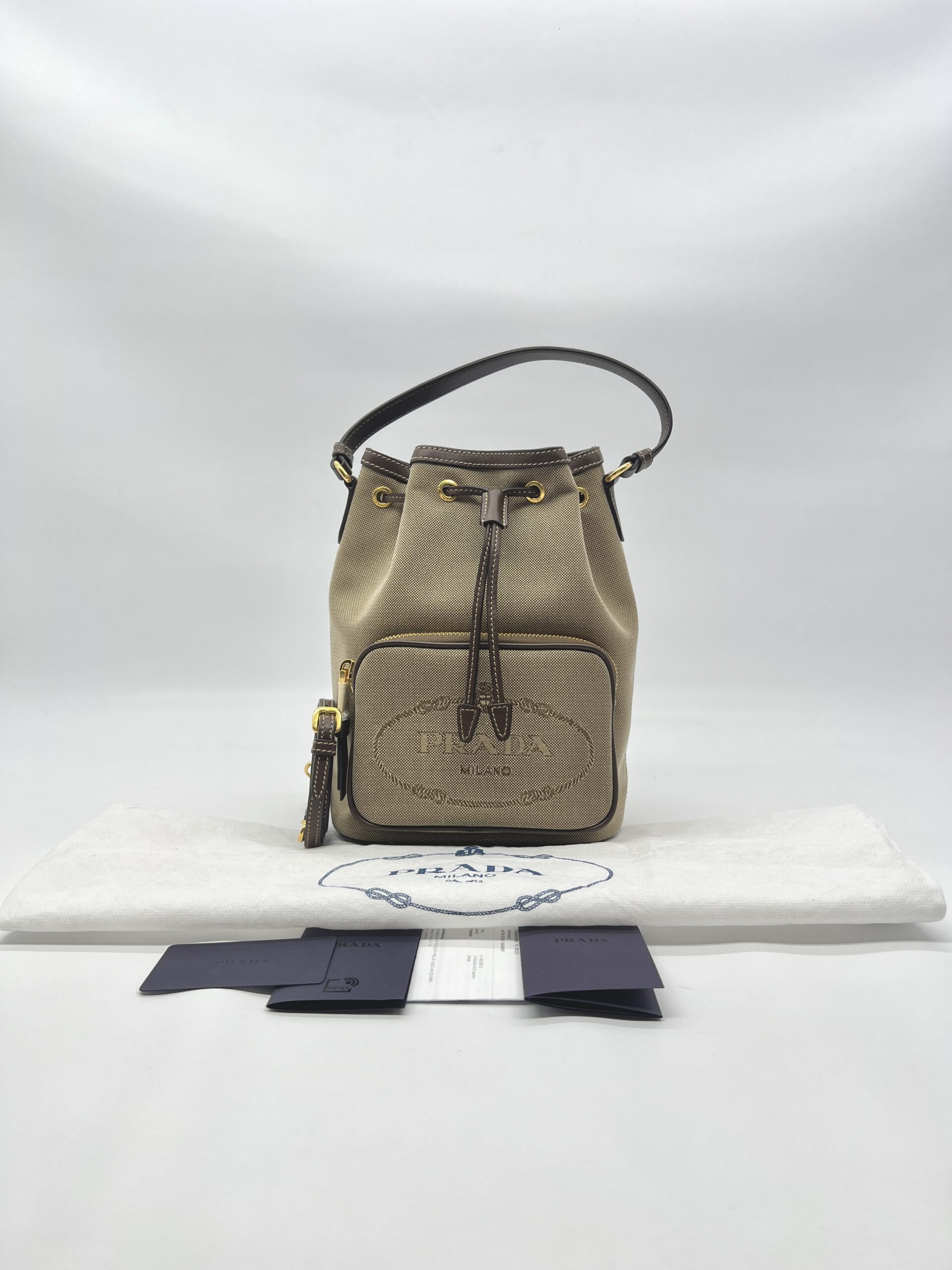 Prada Bucket Jacquard Brown GHW