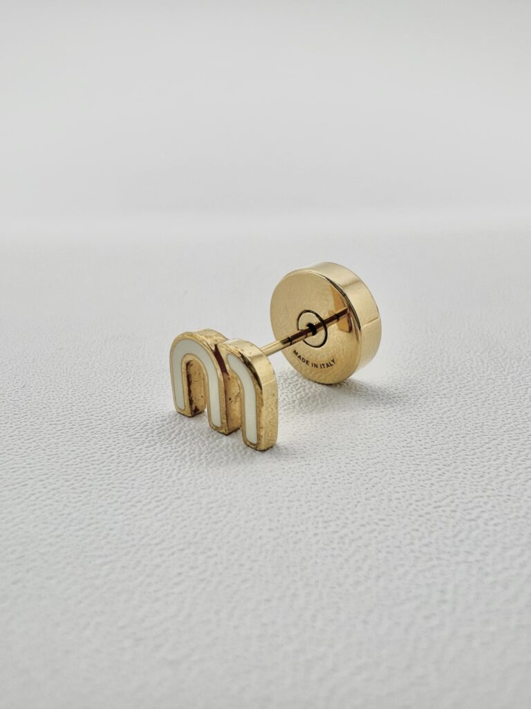 Miu Miu Enameled Metal Earrings White