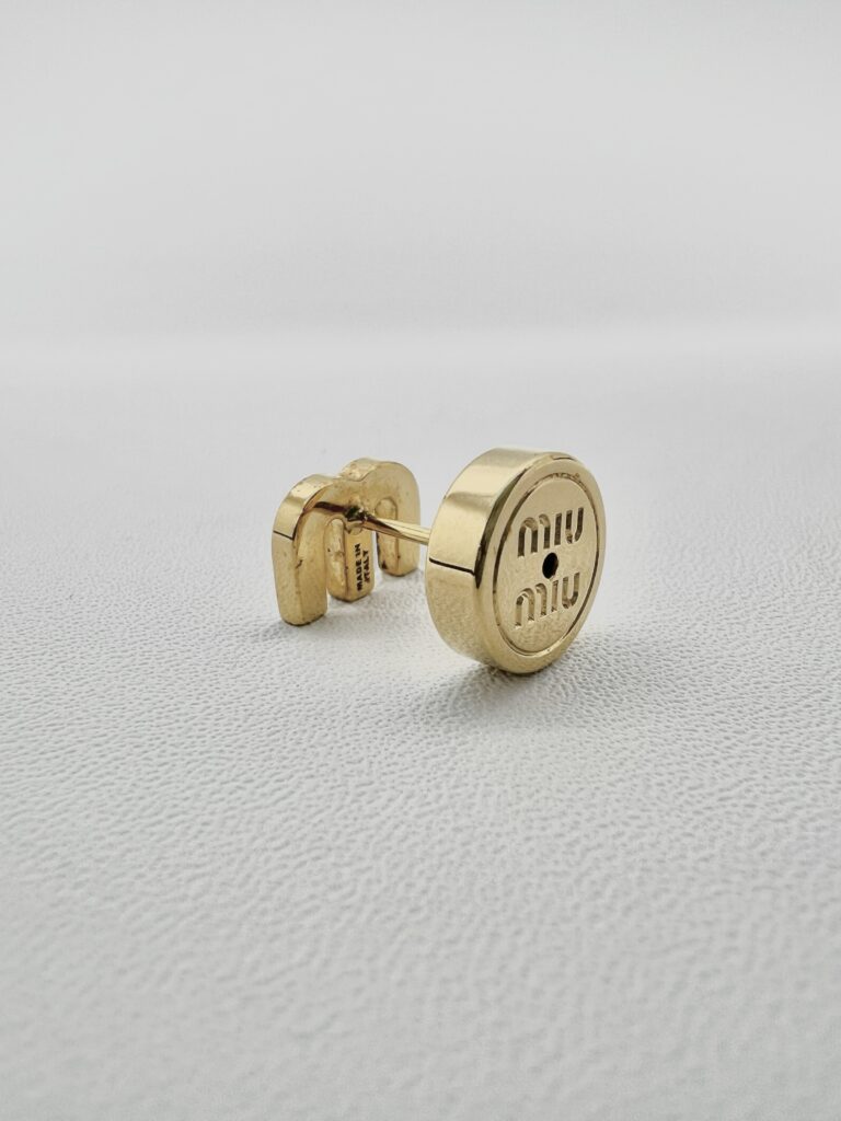 Miu Miu Enameled Metal Earrings White