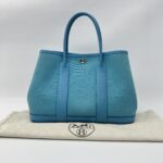 Hermes Garden Party 30 Canvas Bleu De Nord PHW
