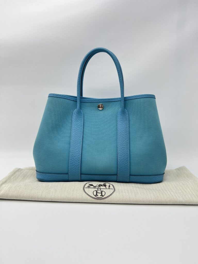 Hermes Garden Party 30 Canvas Bleu De Nord PHW