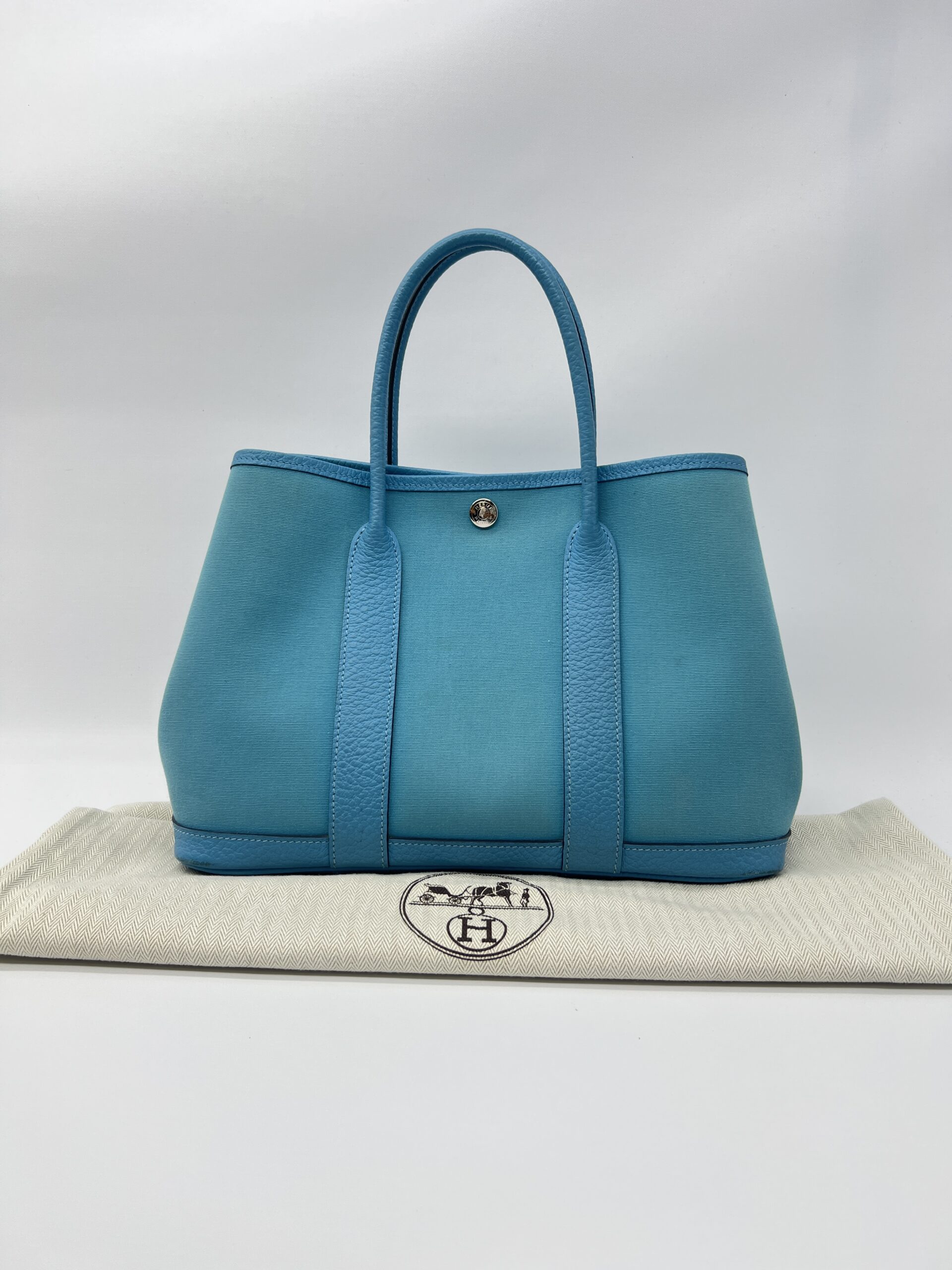 Hermes Garden Party 30 Canvas Bleu De Nord PHW