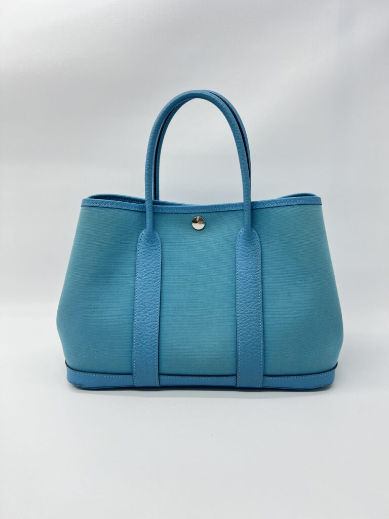 Hermes Garden Party 30 Canvas Bleu De Nord PHW