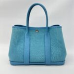 Hermes Garden Party 30 Canvas Bleu De Nord PHW