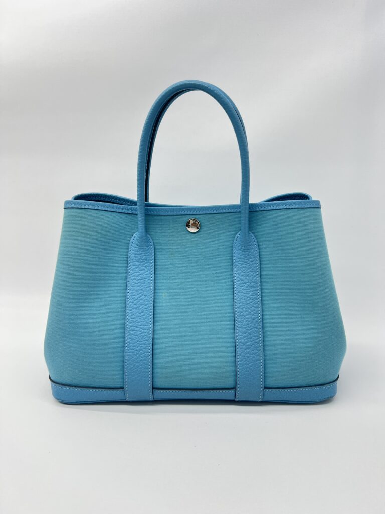 Hermes Garden Party 30 Canvas Bleu De Nord PHW