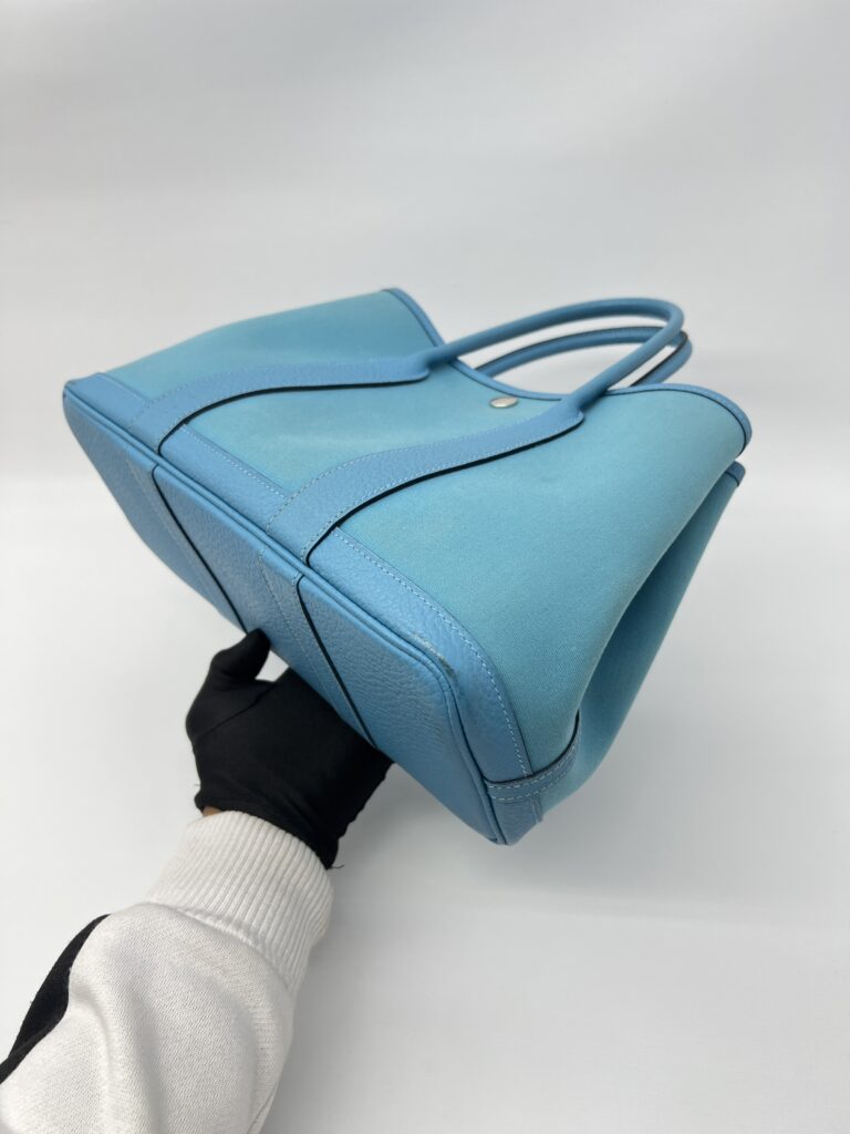 Hermes Garden Party 30 Canvas Bleu De Nord PHW