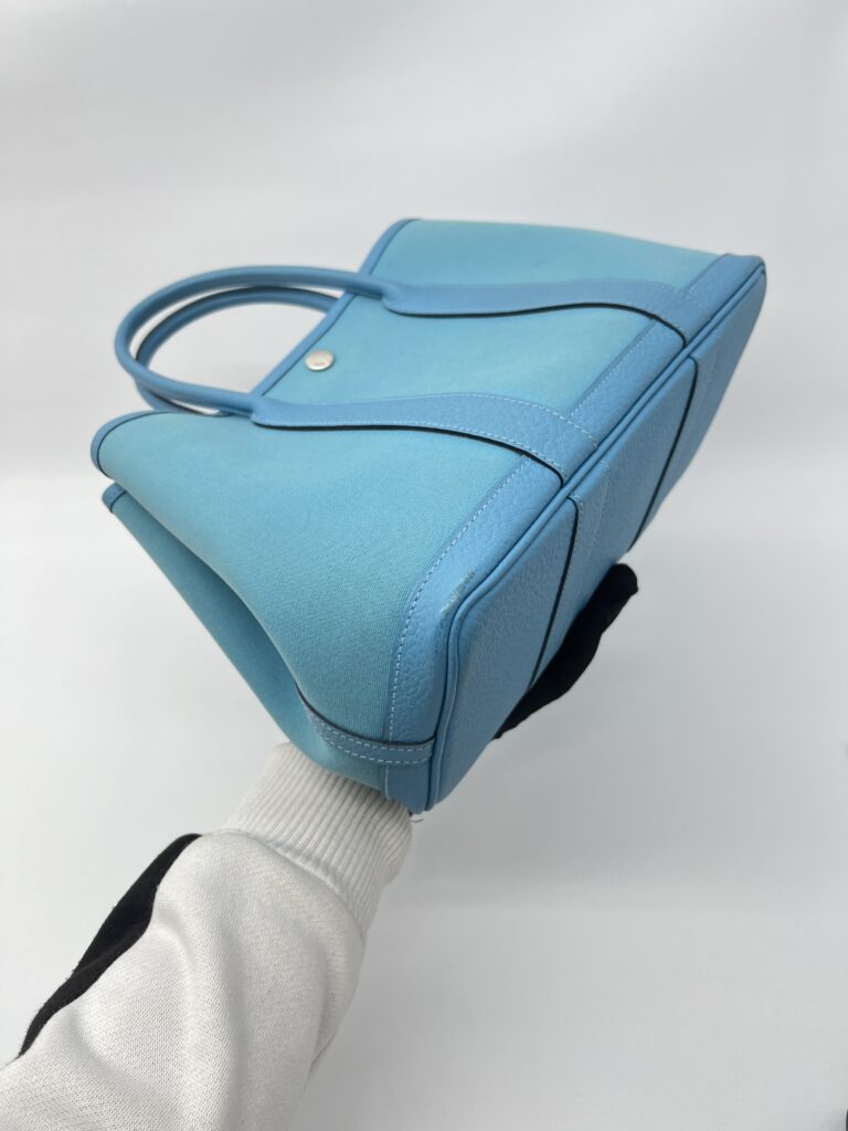 Hermes Garden Party 30 Canvas Bleu De Nord PHW