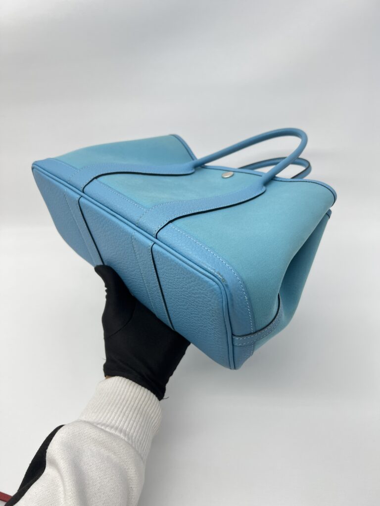 Hermes Garden Party 30 Canvas Bleu De Nord PHW