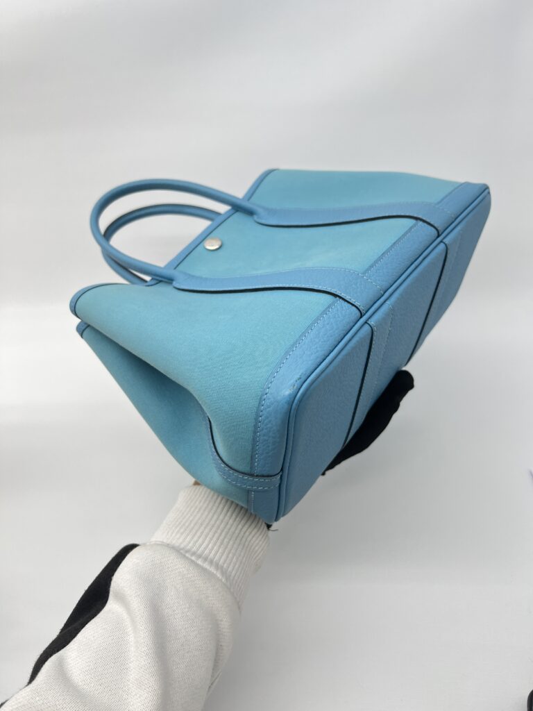 Hermes Garden Party 30 Canvas Bleu De Nord PHW