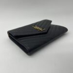 Saint Laurent Envelope Wristlet Grained Black GHW