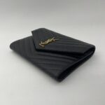 Saint Laurent Envelope Wristlet Grained Black GHW