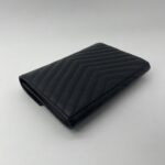 Saint Laurent Envelope Wristlet Grained Black GHW