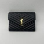 Saint Laurent Envelope Wristlet Grained Black GHW