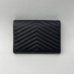 Saint Laurent Envelope Wristlet Grained Black GHW