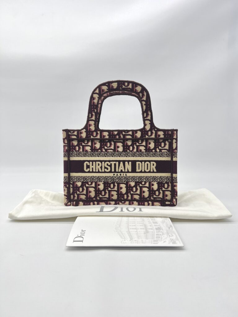 Dior Mini Book Tote Maroon Burgundy Oblique