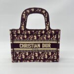 Dior Mini Book Tote Maroon Burgundy Oblique