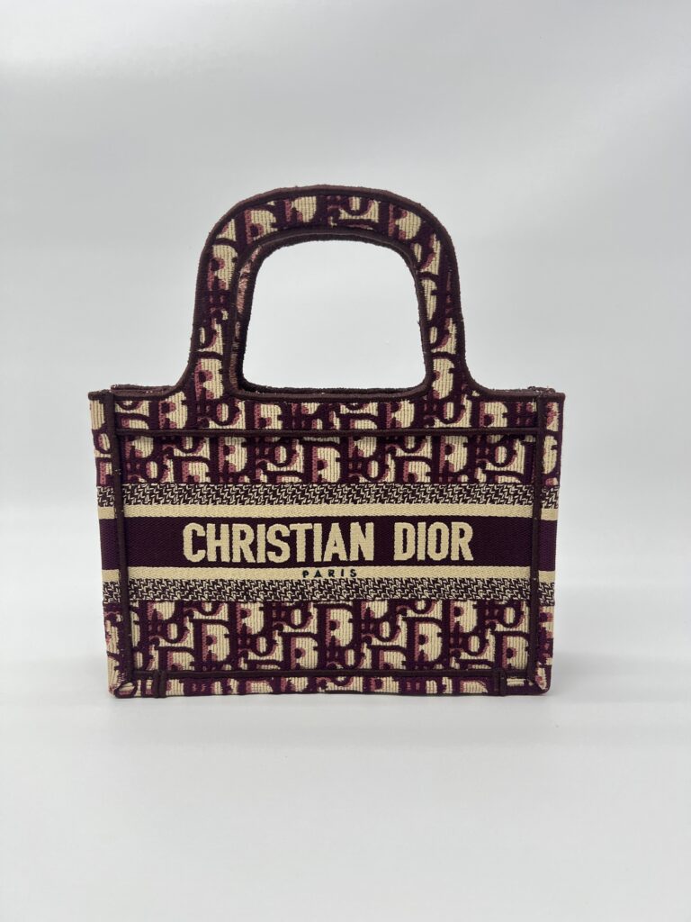 Dior Mini Book Tote Maroon Burgundy Oblique