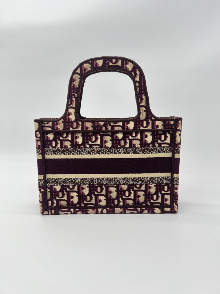 Dior Mini Book Tote Maroon Burgundy Oblique