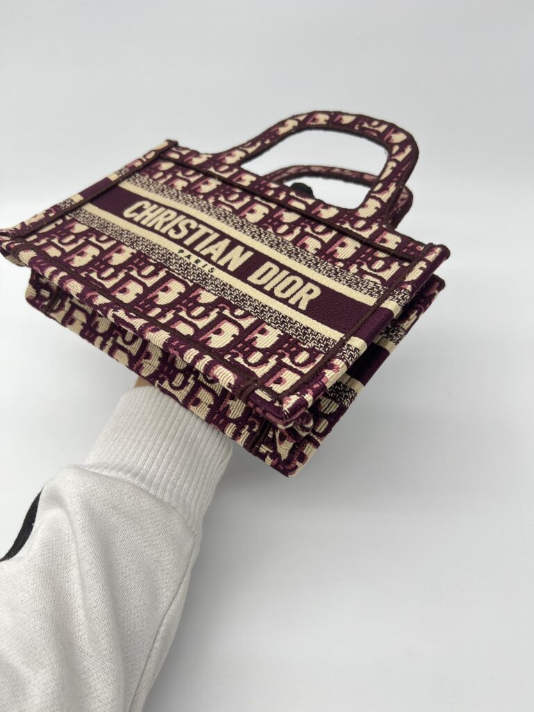 Dior Mini Book Tote Maroon Burgundy Oblique