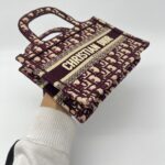 Dior Mini Book Tote Maroon Burgundy Oblique