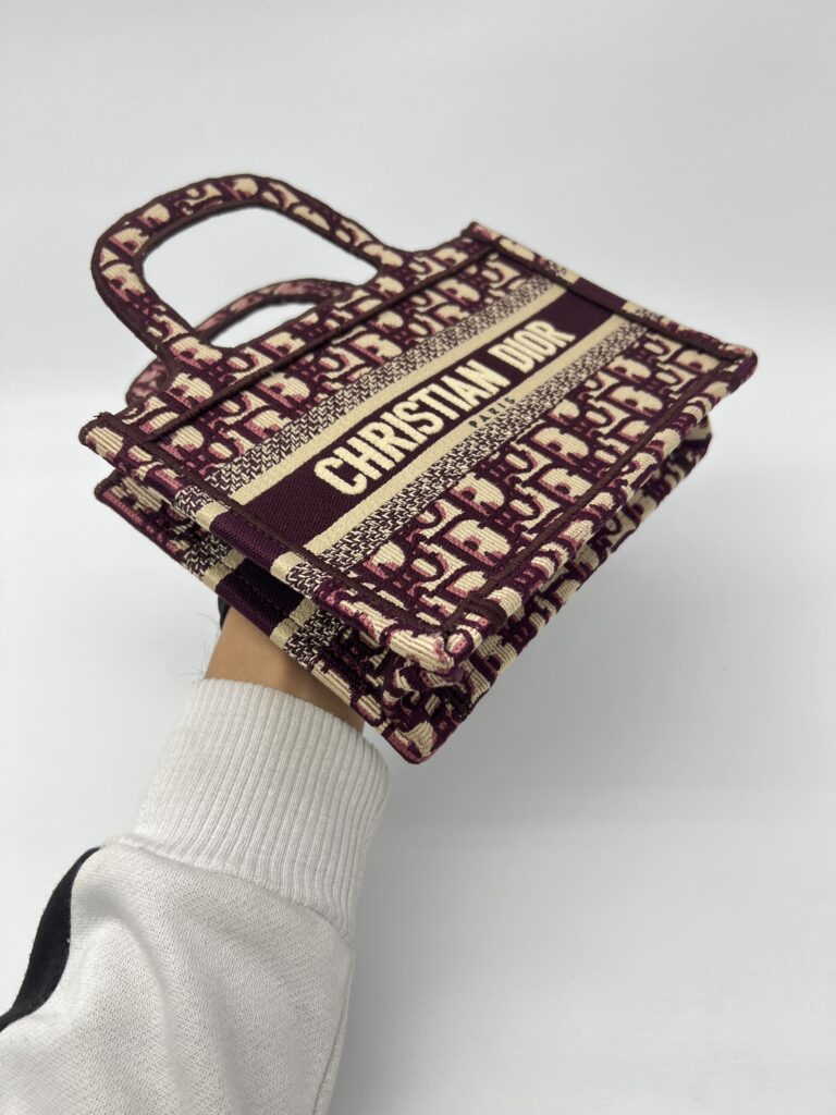 Dior Mini Book Tote Maroon Burgundy Oblique
