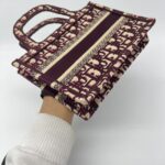 Dior Mini Book Tote Maroon Burgundy Oblique