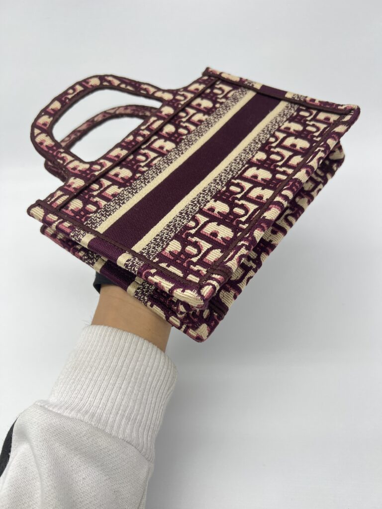 Dior Mini Book Tote Maroon Burgundy Oblique