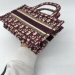 Dior Mini Book Tote Maroon Burgundy Oblique
