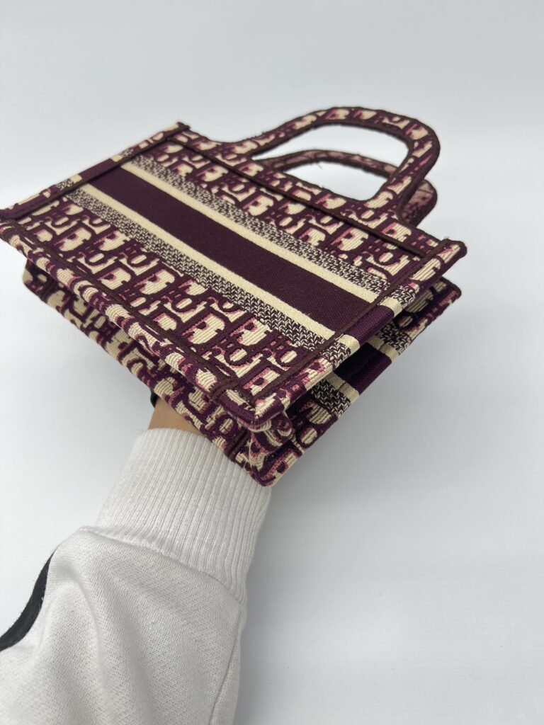 Dior Mini Book Tote Maroon Burgundy Oblique